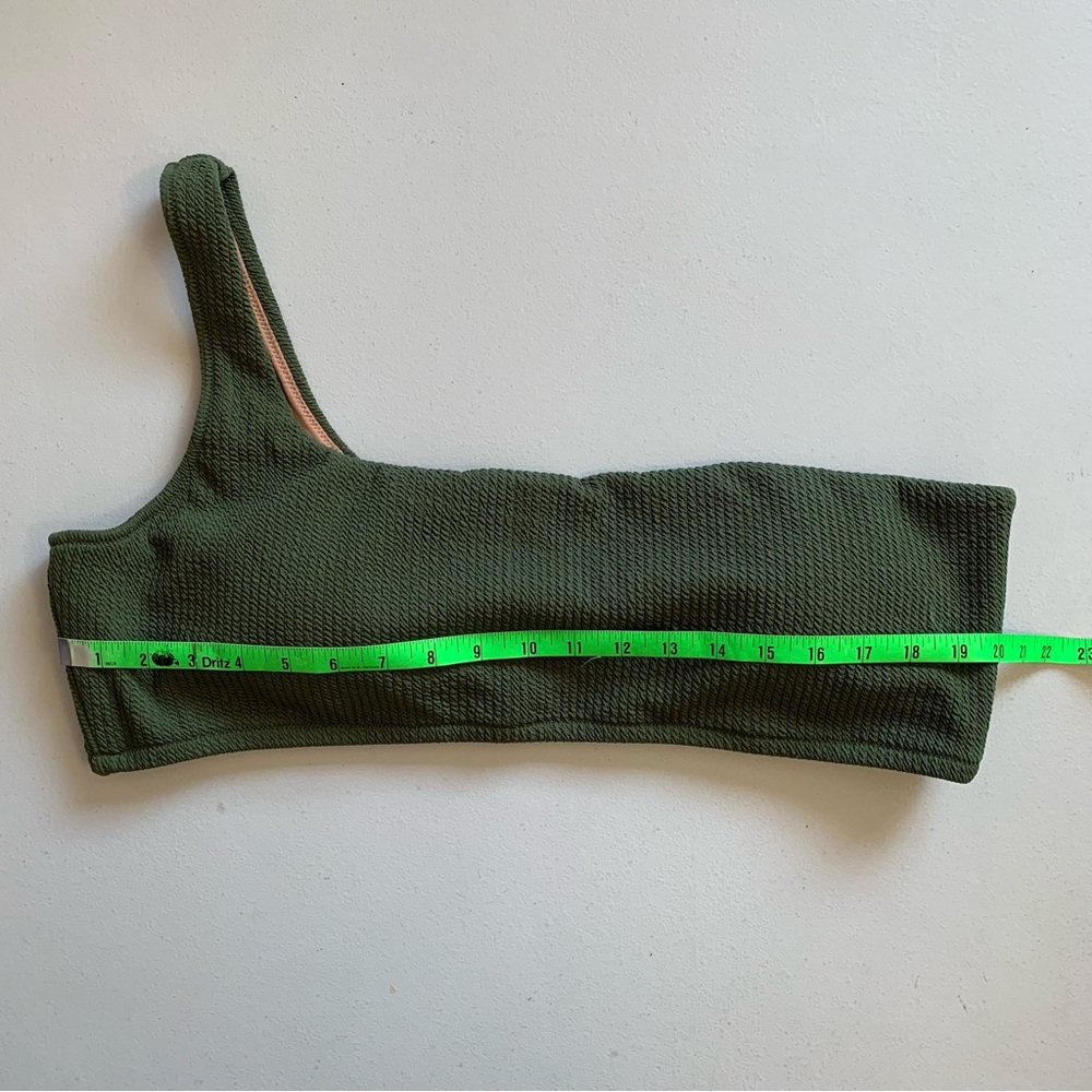J Crew Size 2X Green Textured One Shoulder Bikini Top Swimwear NWT - Picture 14 of 17
